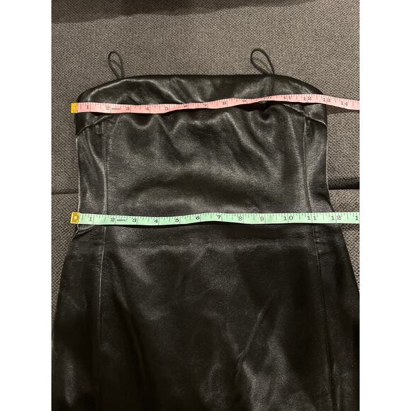 Alice + Olivia Kelly Strapless  Vegan Leather Mini Dress US 0 Black Stretch - Picture 9 of 14